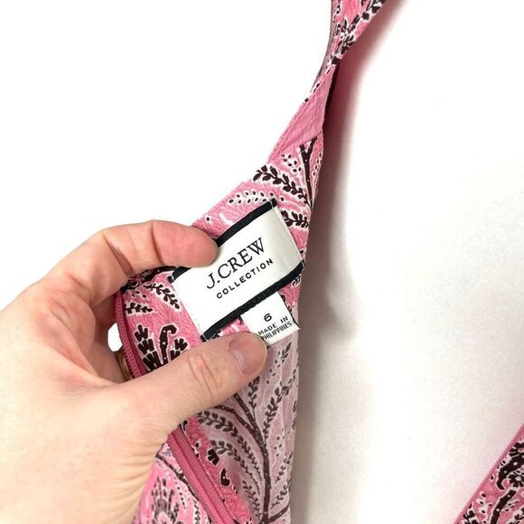J. Crew Collection‎ Cross-back ruffle-hem dress in Ratti coral vines Size 6 - Picture 11 of 13